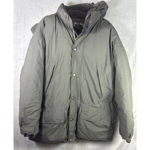 Eddie‎ Bauer Goose Down Polar Parka Jacket Black Men's Size Large Soft Black